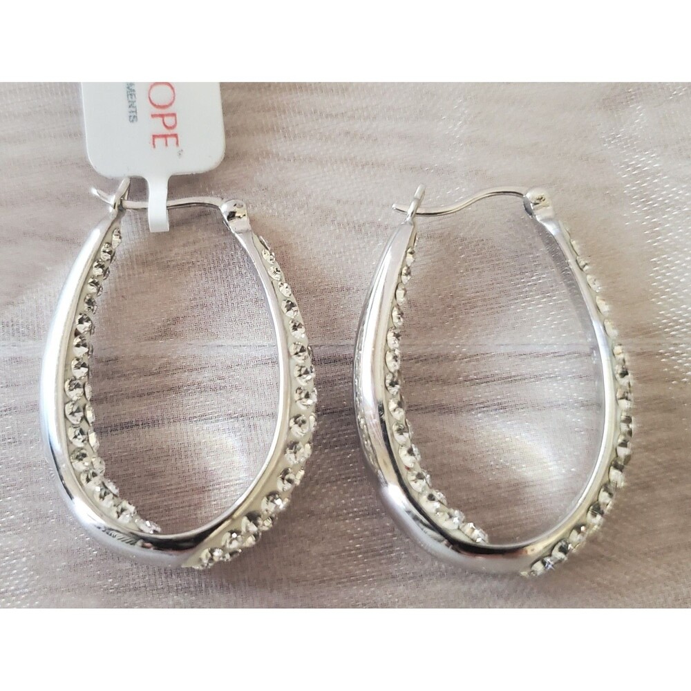 Kaleidoscope Sterling Silver Inside Out Hoop Earings With Swarovski Elements NWT